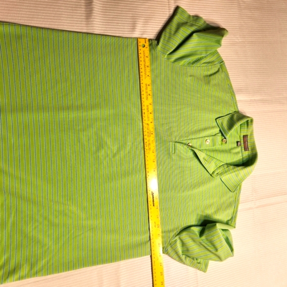 Peter Millar Men's Summer Comfort Polo Green w Blue stripes Sz Med - Picture 4 of 8